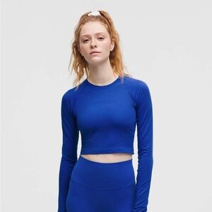 NWT Lululemon Swiftly Tech Cropped Long-Sleeve Shirt 2.0 in Galactic Cobalt sz 8